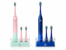 2 Pack FILILO S5 Sonic Electric Toothbrush Set Pink & Blue for Couples, 16 Heads