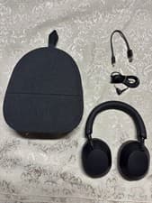 Sony WH-1000XM5 Wireless Noise Cancelling Headphones Black Case + Cables
